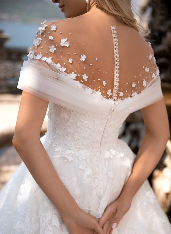 Illusion Neck Lace Wedding Dress