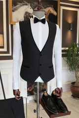 Antonio Black Three-Piece Peaked Lapel Bespoke Business Suit