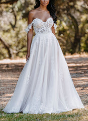 Sweetheart Sleeveless Sweep Train Wedding Dresses