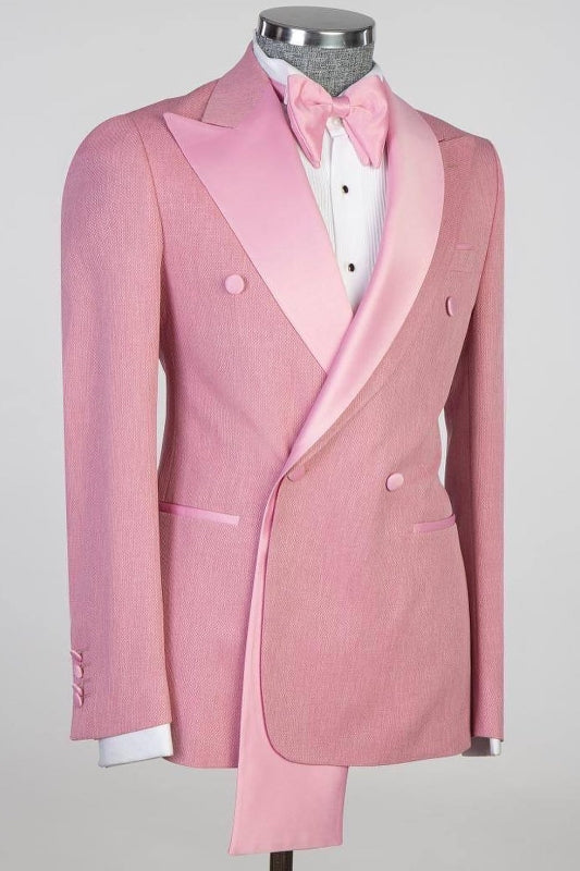 Burton Pink Double-Breasted Peaked Lapel Prom Suit