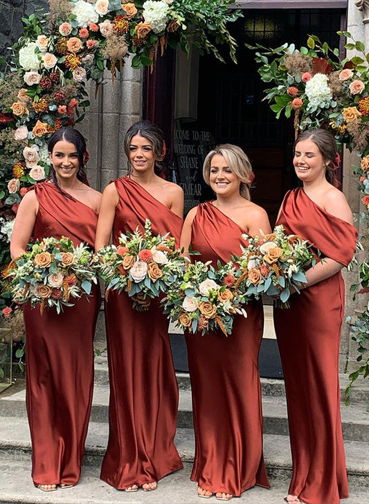 Asymmetrical Sleeveless Floor-Length Bridesmaid Dresses