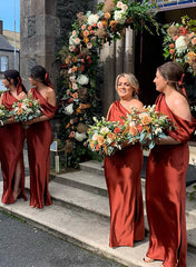 Asymmetrical Sleeveless Floor-Length Bridesmaid Dresses