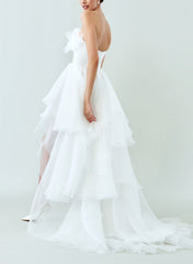 Strapless Sleeveless Sweep Train Wedding Dresses