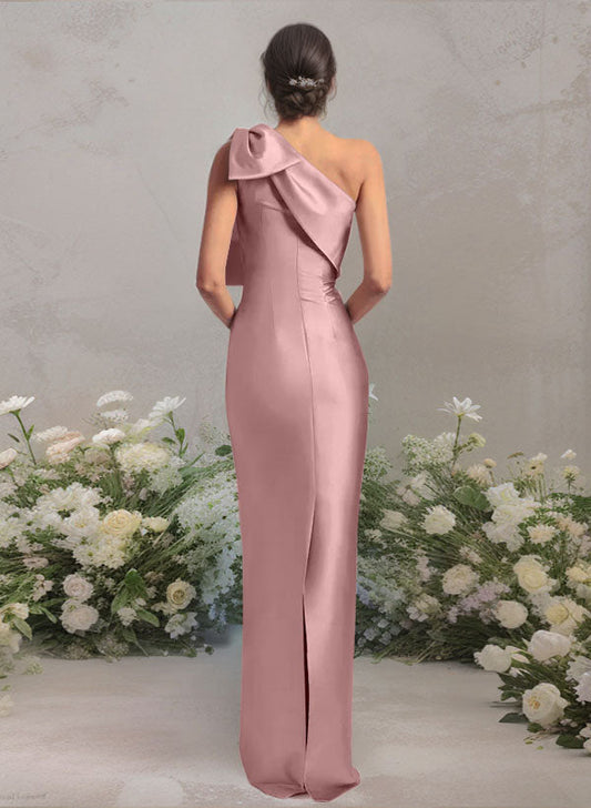 One-Shoulder Satin Bridesmaid Dresses With Bows