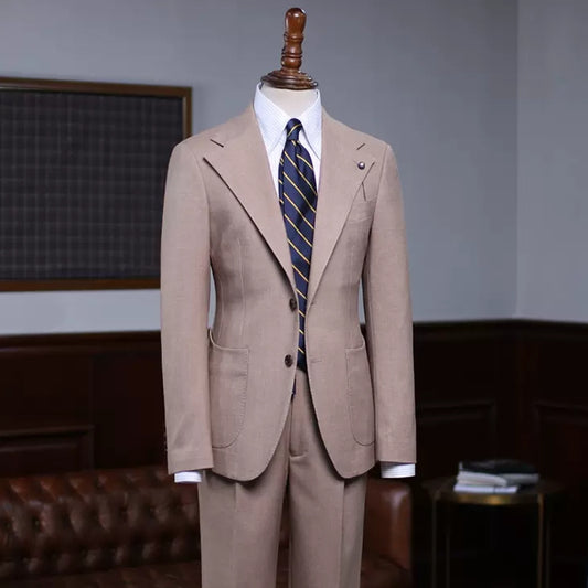 Caesar Elegant Khaki Notched Lapel Prom Suit for Men