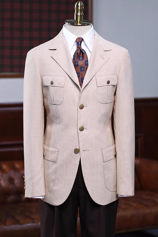 Caden Classical Beige Notched Lapel Prom Suit for Men