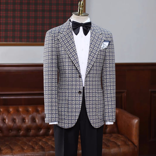 Chasel Gray Plaid Notched Lapel Bespoke Prom Suit for Men