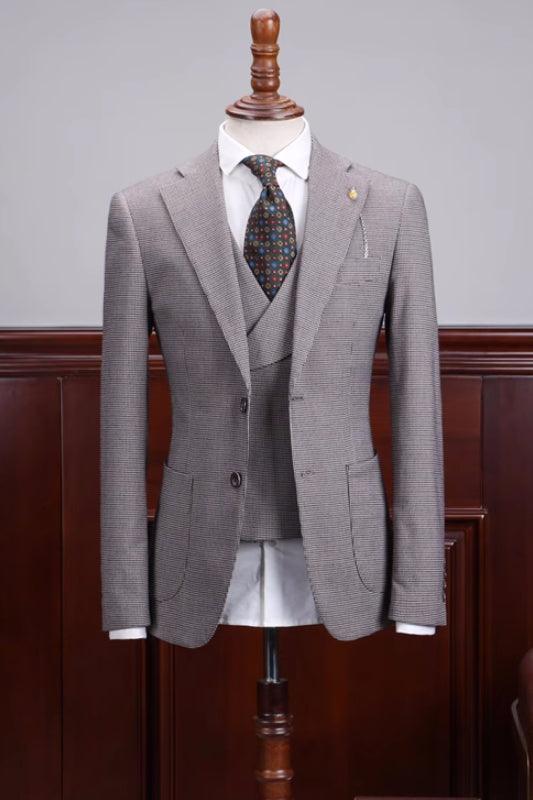 Dana Gray Three-Piece Notched Lapel Business Suit