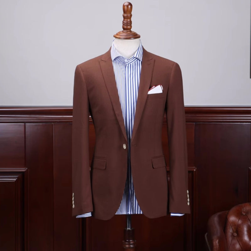 Daniel Bespoke Coffee Peaked Lapel Prom Suit for Men