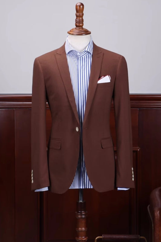 Daniel Bespoke Coffee Peaked Lapel Prom Suit for Men