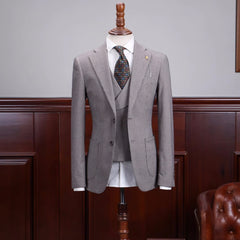 Dana Gray Three-Piece Notched Lapel Business Suit