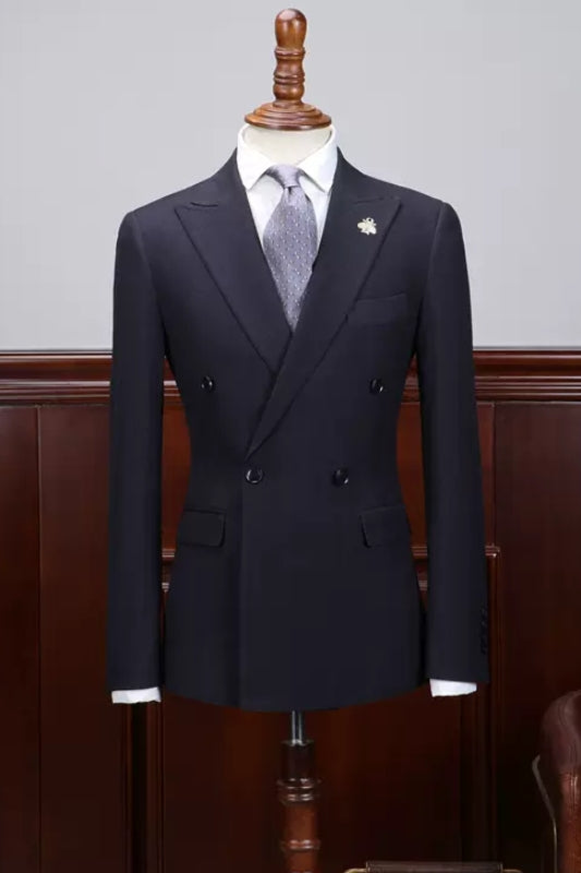 Darcy Dark Blue Double-Breasted Peaked Lapel Business Suit