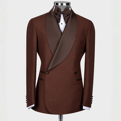 Guy Classical Coffee Shawl Lapel Double Breasted Wedding Suit