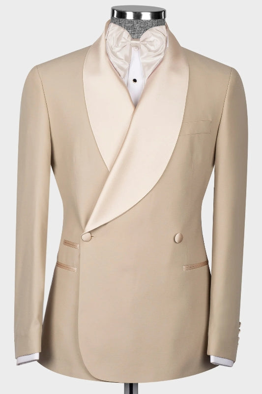 Hardy Khaki Double-Breasted Shawl Lapel Wedding Suit