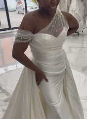 Detachable Satin Wedding Dresses With Beading