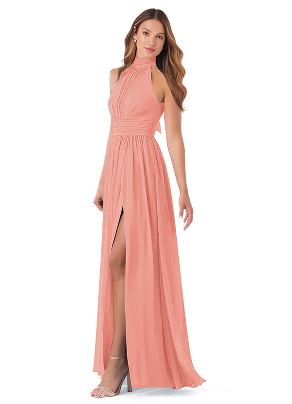 Bridesmaid Dresses: High Neck Chiffon with Bow