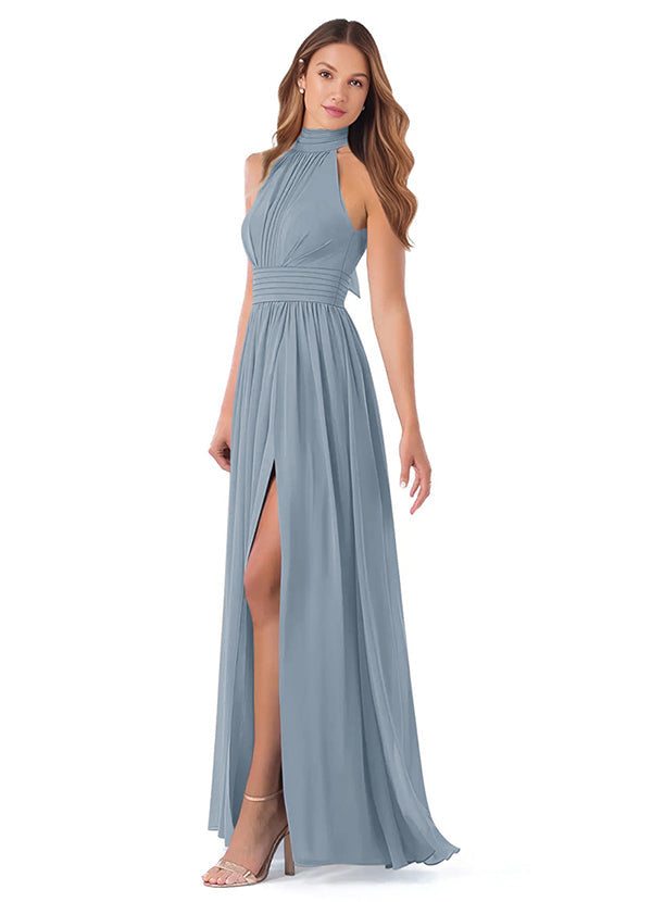 Bridesmaid Dresses: High Neck Chiffon with Bow