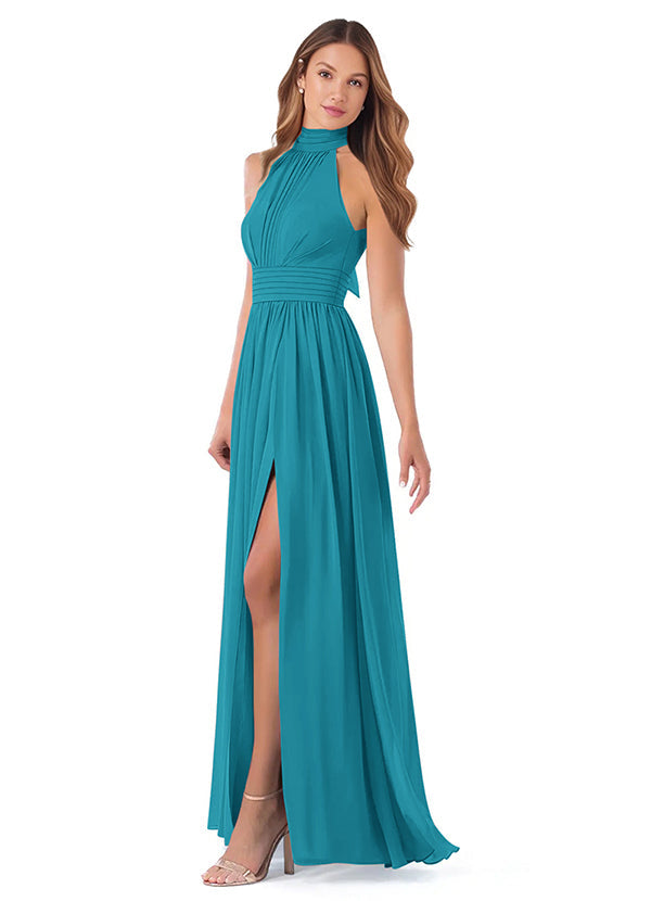 Bridesmaid Dresses: High Neck Chiffon with Bow