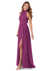 Bridesmaid Dresses: High Neck Chiffon with Bow