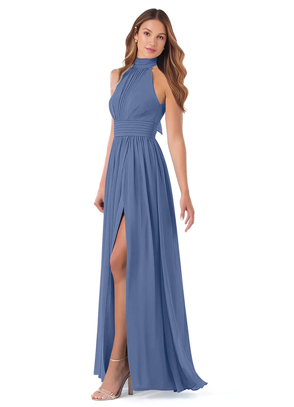 Bridesmaid Dresses: High Neck Chiffon with Bow