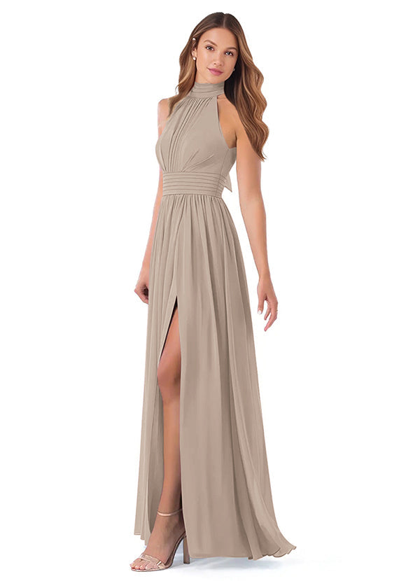 Bridesmaid Dresses: High Neck Chiffon with Bow