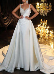 Sleeveless Sweetheart Satin/Sequined Trumpet/Mermaid Wedding Dresses