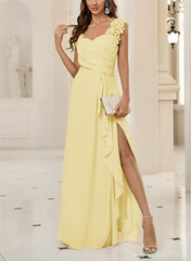 Sweetheart Sleeveless Floor-Length Chiffon Bridesmaid Dresses With Lace