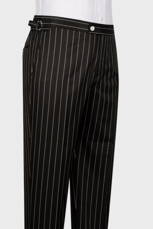 Chester Black Striped Peaked Lapel 3-Piece Business Men's Suit