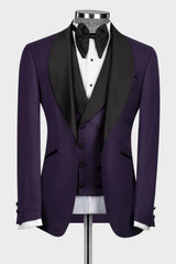 Gordon Purple Shawl Lapel 3-Piece Wedding Suit