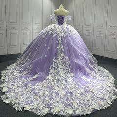 Lilac Quinceanera Dress Sweet 15 Evening Dress Crystal Sleeveless Beading Ball Gown Dress