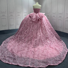 Pink Quinceanera Dress Sweet 15 Evening Dress Crystal Sleeveless Beading Ball Gown Dress