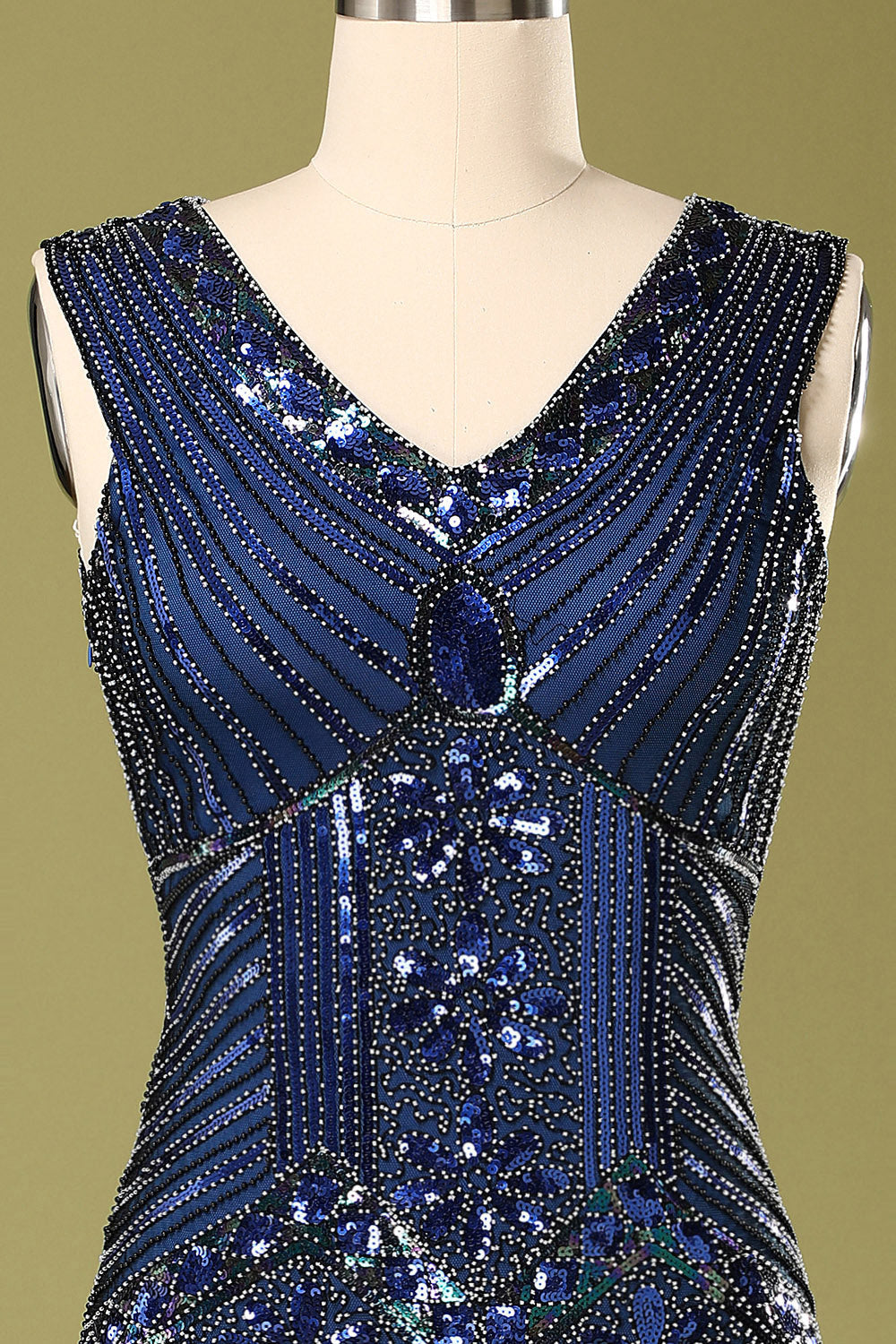 Vintage Blue Sequin Flapper Dress