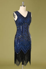 Vintage Blue Sequin Flapper Dress