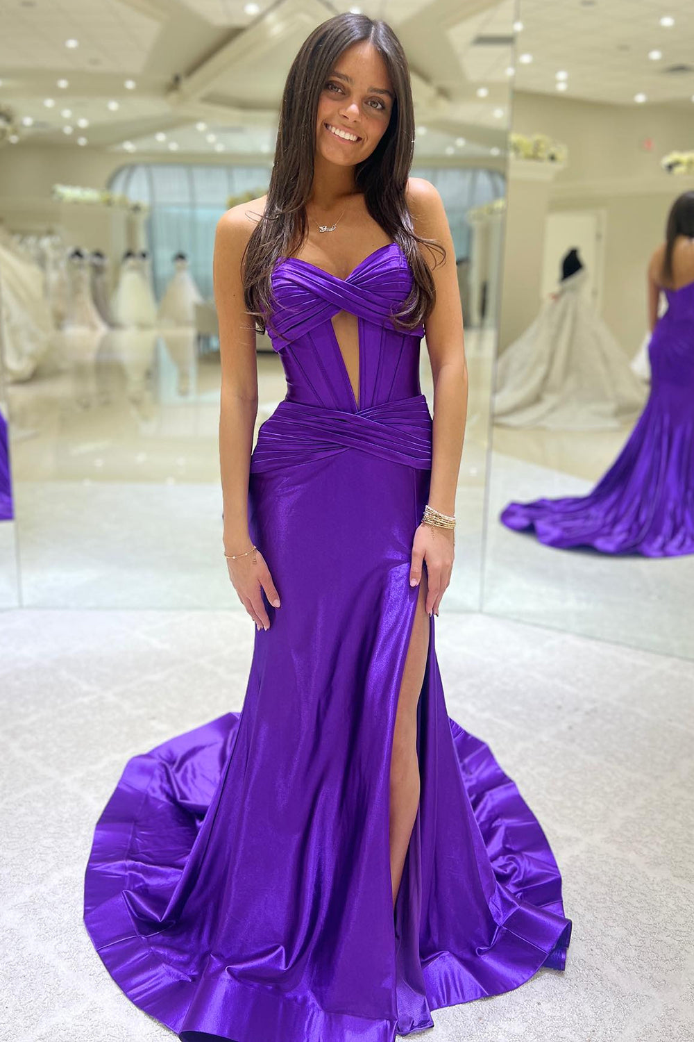 Fuchsia Mermaid Sweetheart Long Prom Dress with Slit