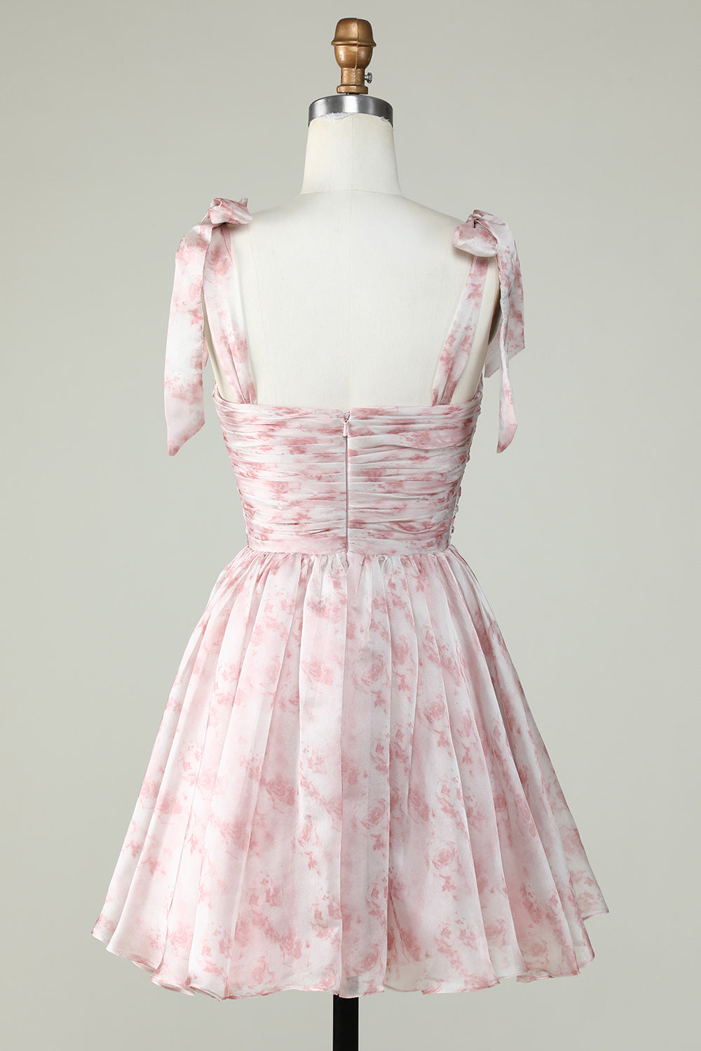 Pink Floral Print A-Line Short Homecoming Dress