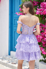 Pink Corset A-Line Short Homecoming Dress with Lace