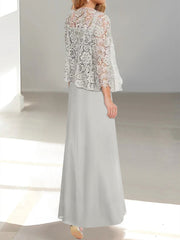 2 A Line Scoop Mother of the Bride Dresses with Pleated & Lace Appliques Long