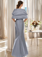2 Piece Plus Size Long Mother of the Bride & Groom Wrap Dresses in Trumpet