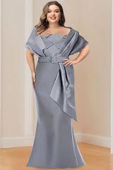 2 Piece Plus Size Long Mother of the Bride & Groom Wrap Dresses in Trumpet