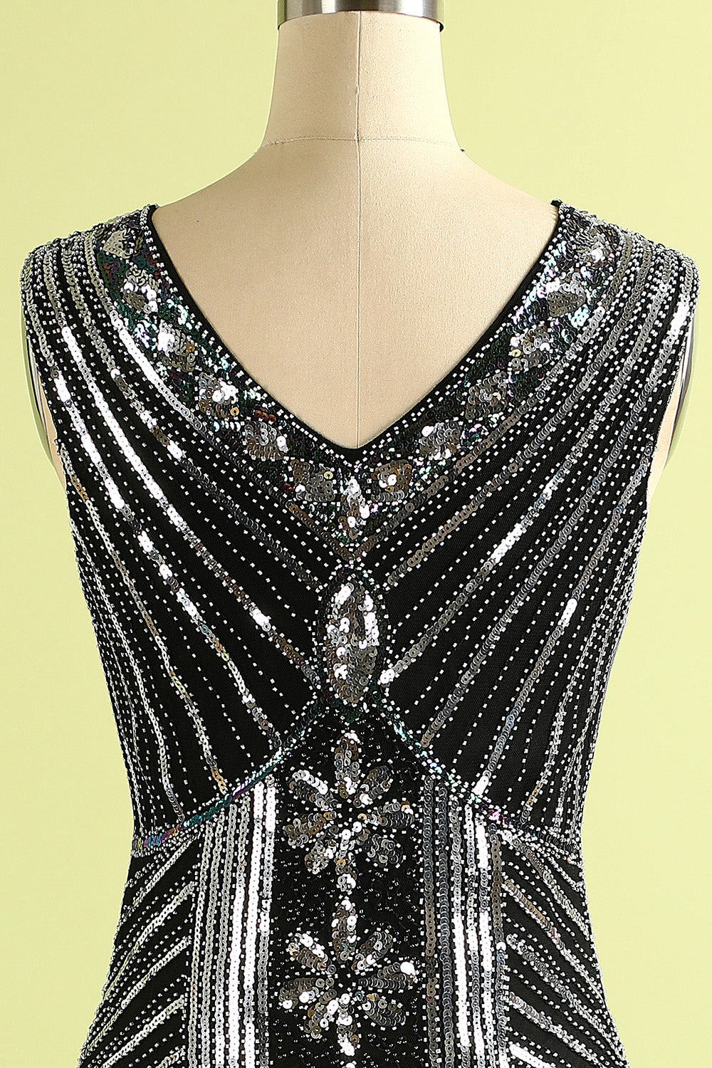 1920s Black and Silver Sequin Dress