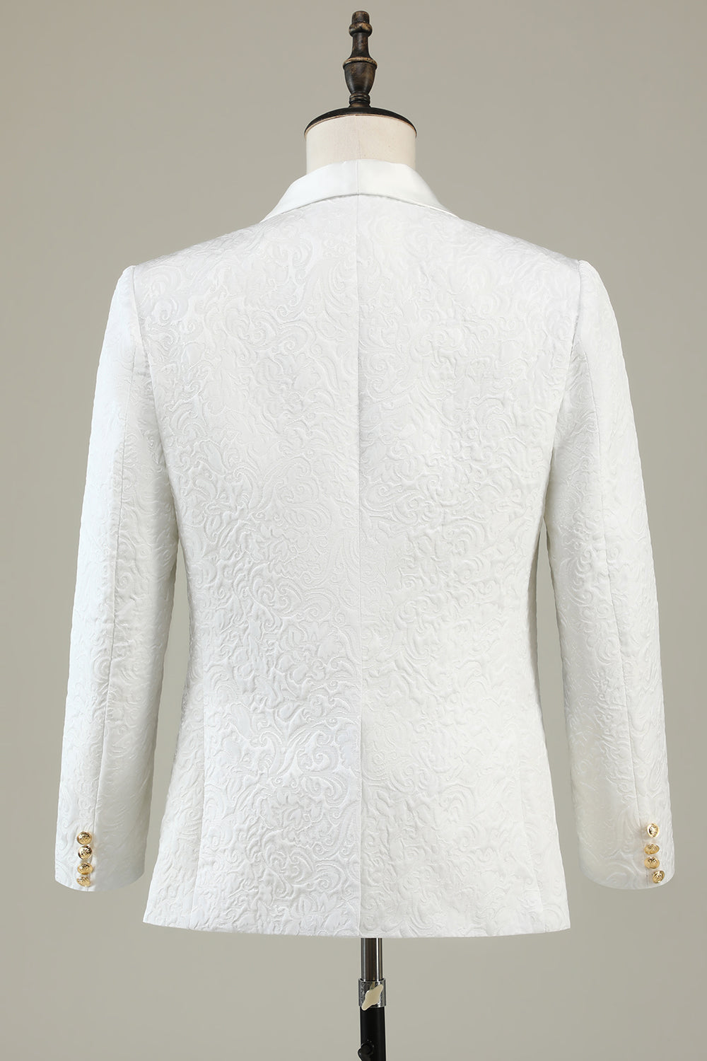 Classy White Jacquard Shawl Lapel 3-Piece Prom Suit