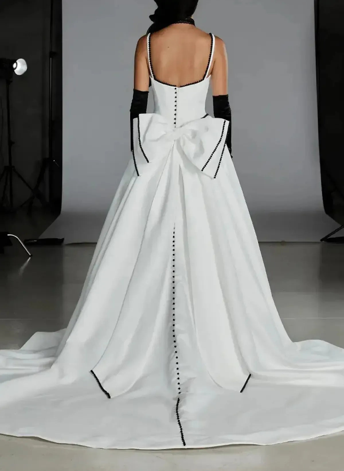 Ball Gown Off The Shoulder Sleeveless Chapel Train Satin Bride With Bow Wedding Dress Swd13080