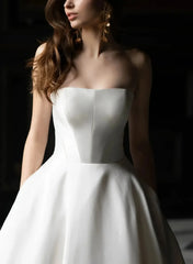 Ball Gown Off The Shoulder Sleeveless Court Train Twill Satin Wedding Dress Swd13094