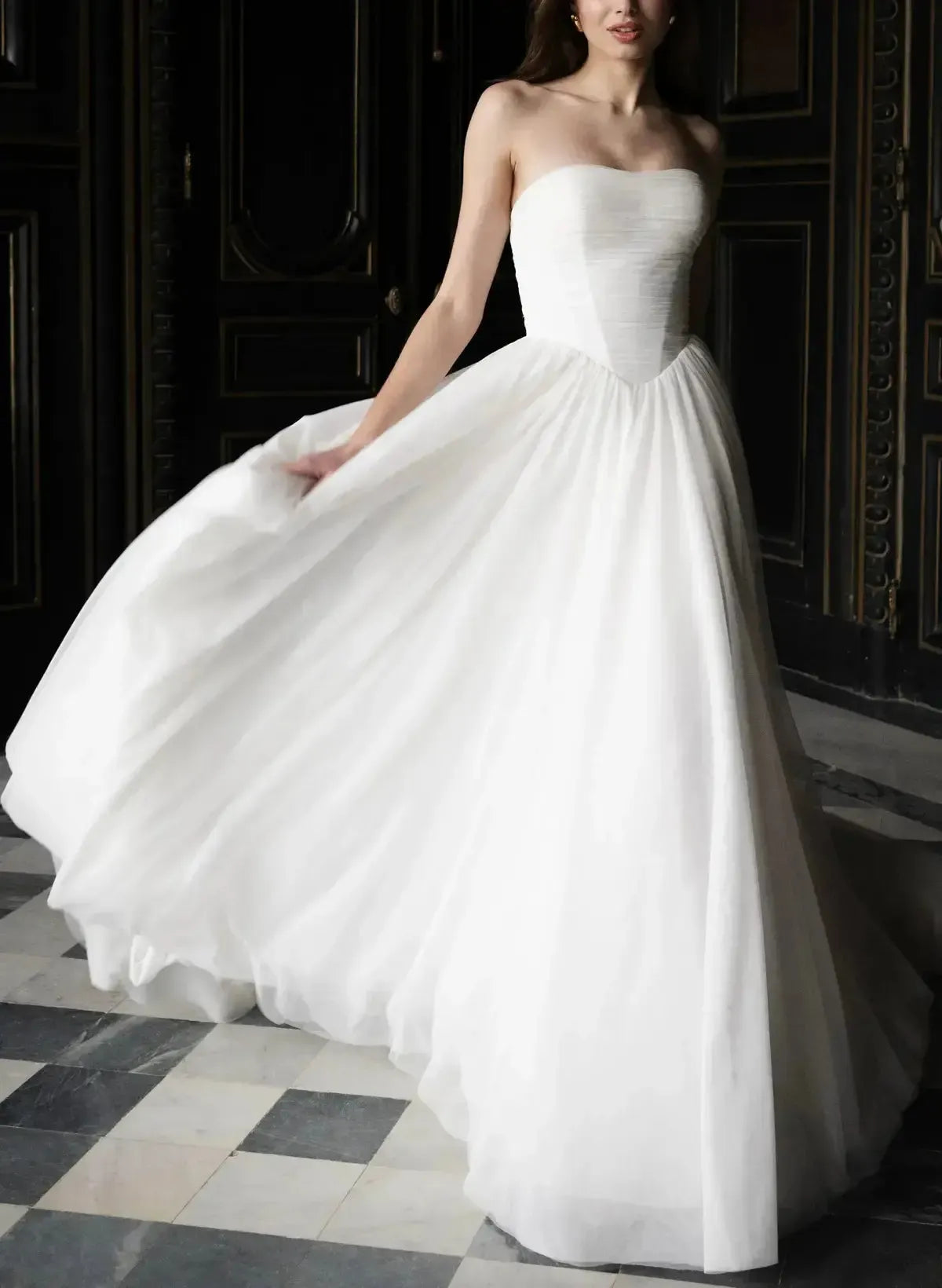 Ball Gown One Shoulder Sleeveless Chapel Train Chiffon Wedding Dresswith Pockets Swd13095