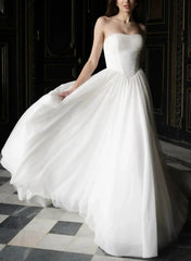 Ball Gown One Shoulder Sleeveless Chapel Train Chiffon Wedding Dresswith Pockets Swd13095
