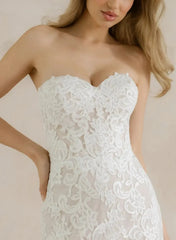 Trumpet Mermaid Sweetheart Sleeveless Chapel Train Lace Wedding Dress With Lace Swd13101