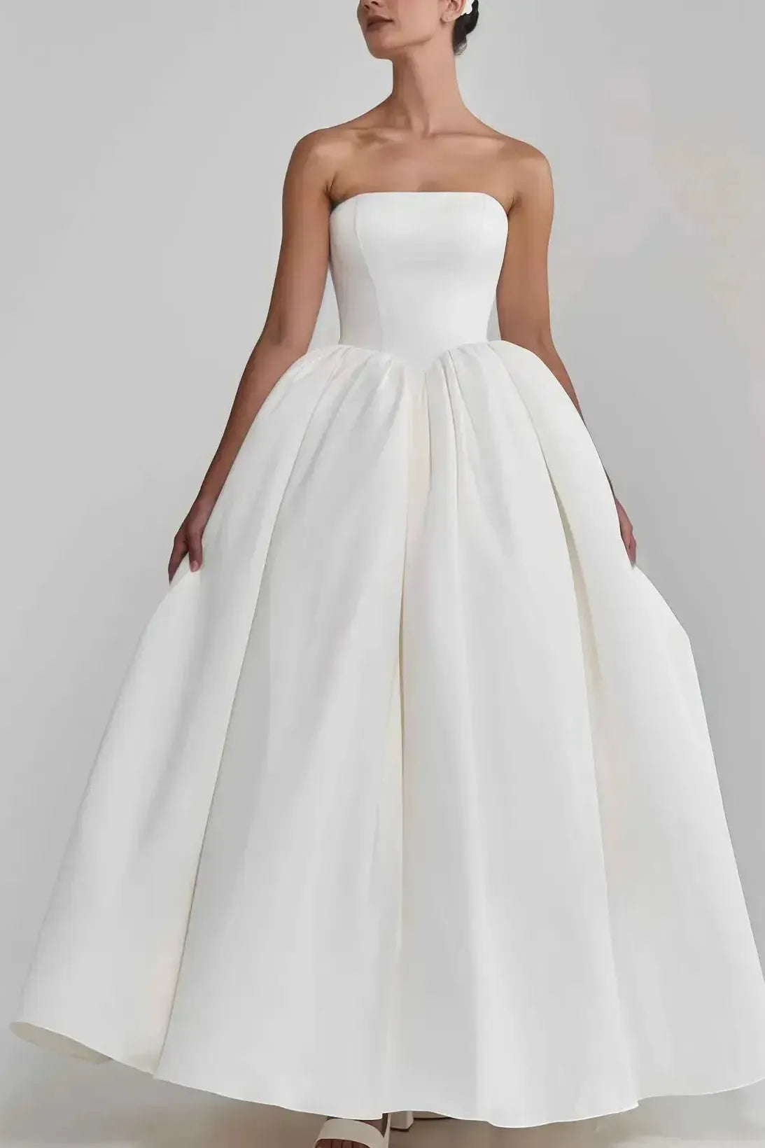 Ball Gown Strapless Sleeveless Floor Length Satin With Pockets Bride Wedding Dress Swd13158