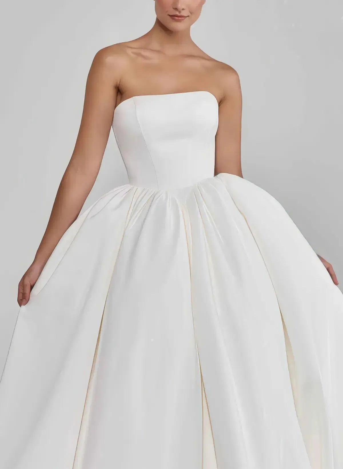 Ball Gown Strapless Sleeveless Floor Length Satin With Pockets Bride Wedding Dress Swd13158
