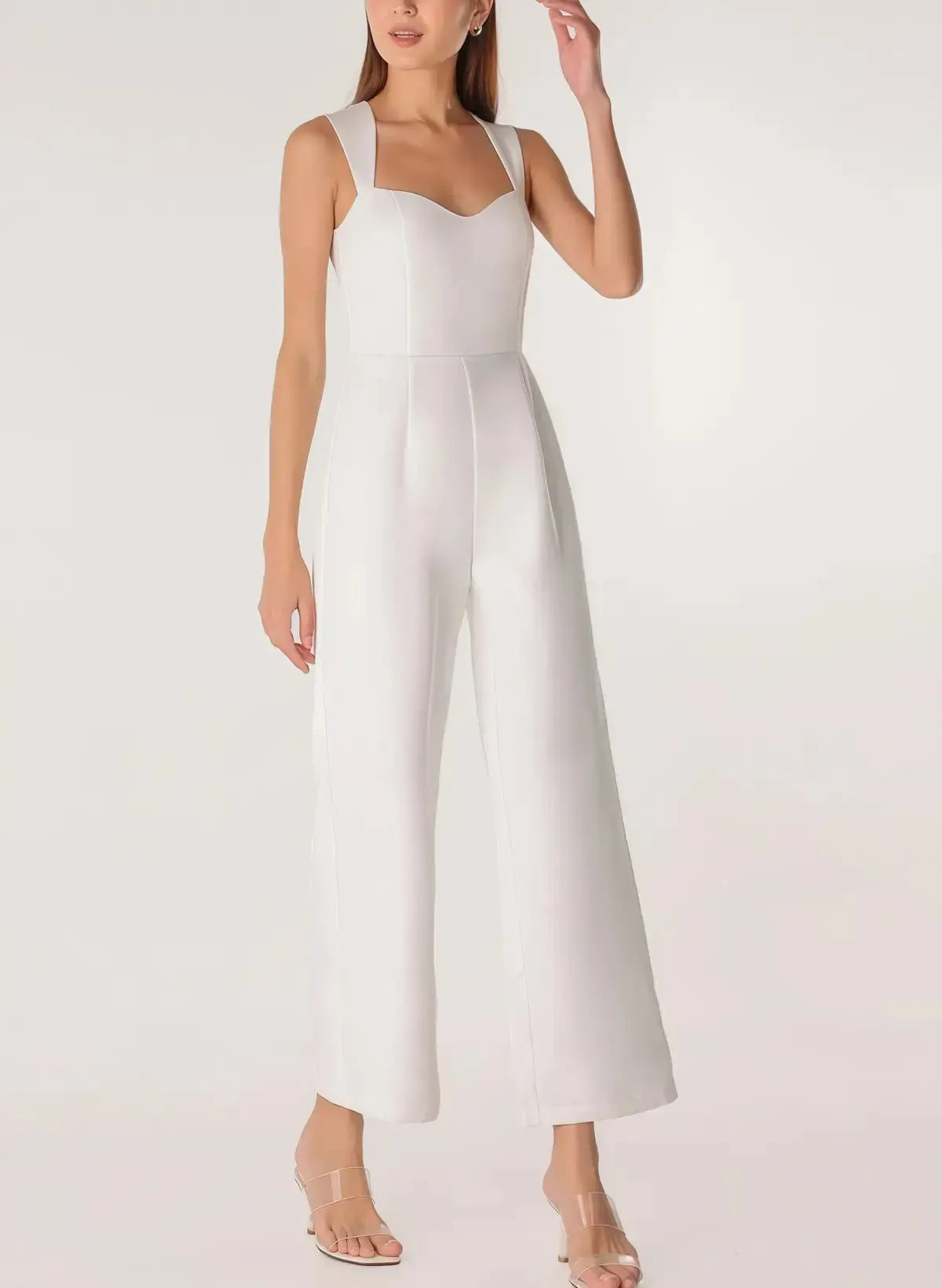 Jumpsuit Pantsuit Sweetheart Sleeveless Ankle Length Elastic Satin Bride Wedding Dress Swd13163