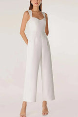 Jumpsuit Pantsuit Sweetheart Sleeveless Ankle Length Elastic Satin Bride Wedding Dress Swd13163